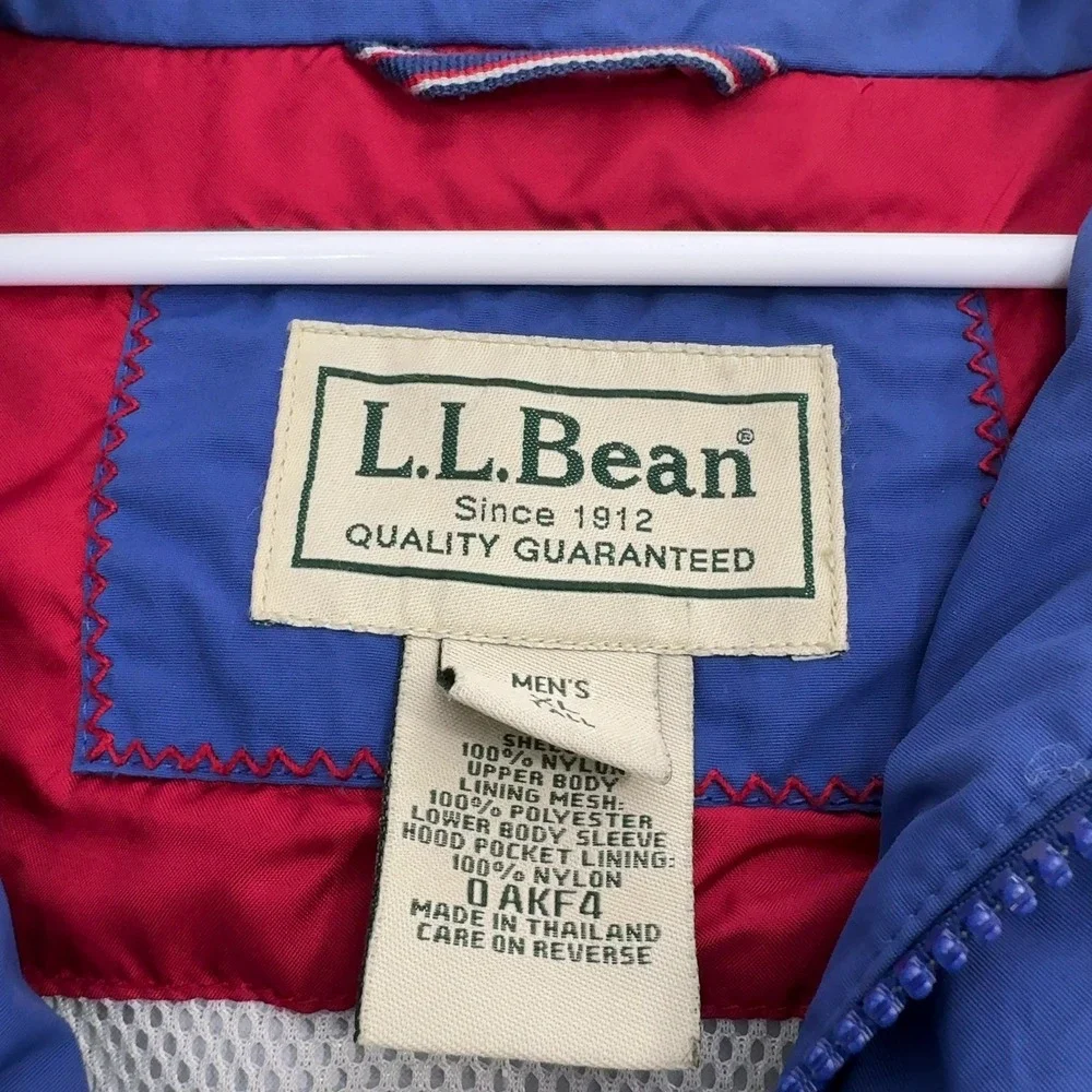 LL Bean Jacket Mens XL Tall Blue Nylon Hooded Full Zip Gorpcore Outdoor Hiking